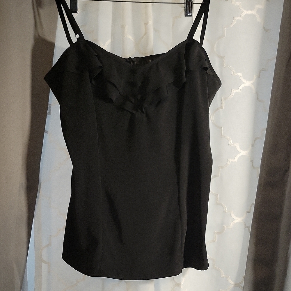 Bisou Bisou Black Ruffled Sleeveless Camisole - Picture 2 of 7